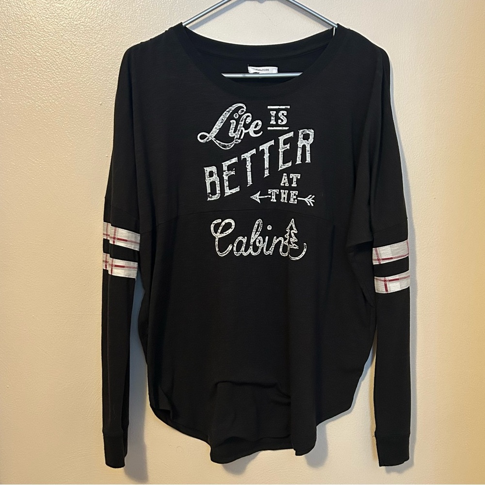 Maurices Long Sleeve Black Tee with Graphic Design